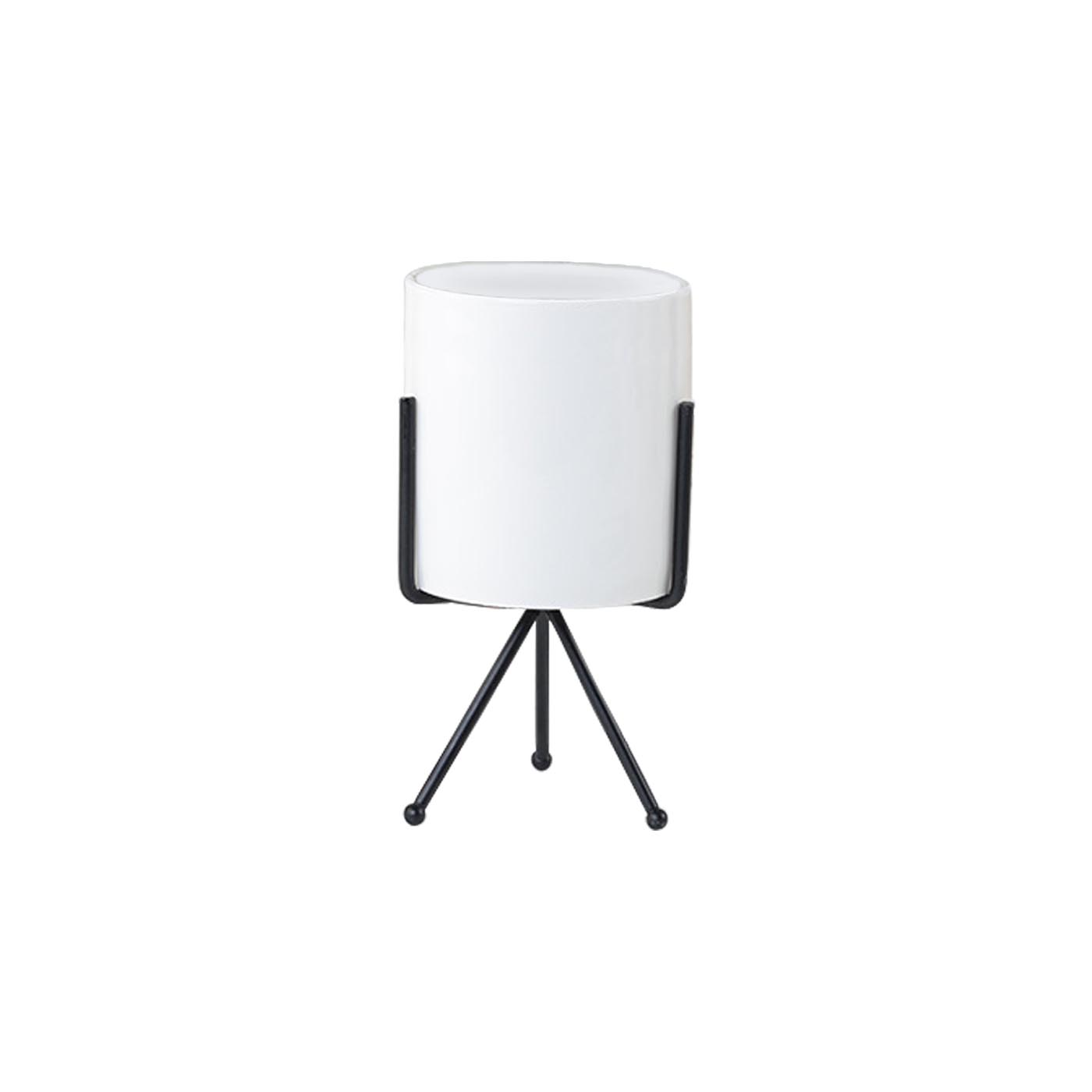 White Ivory Ebony Stand Plant Pot