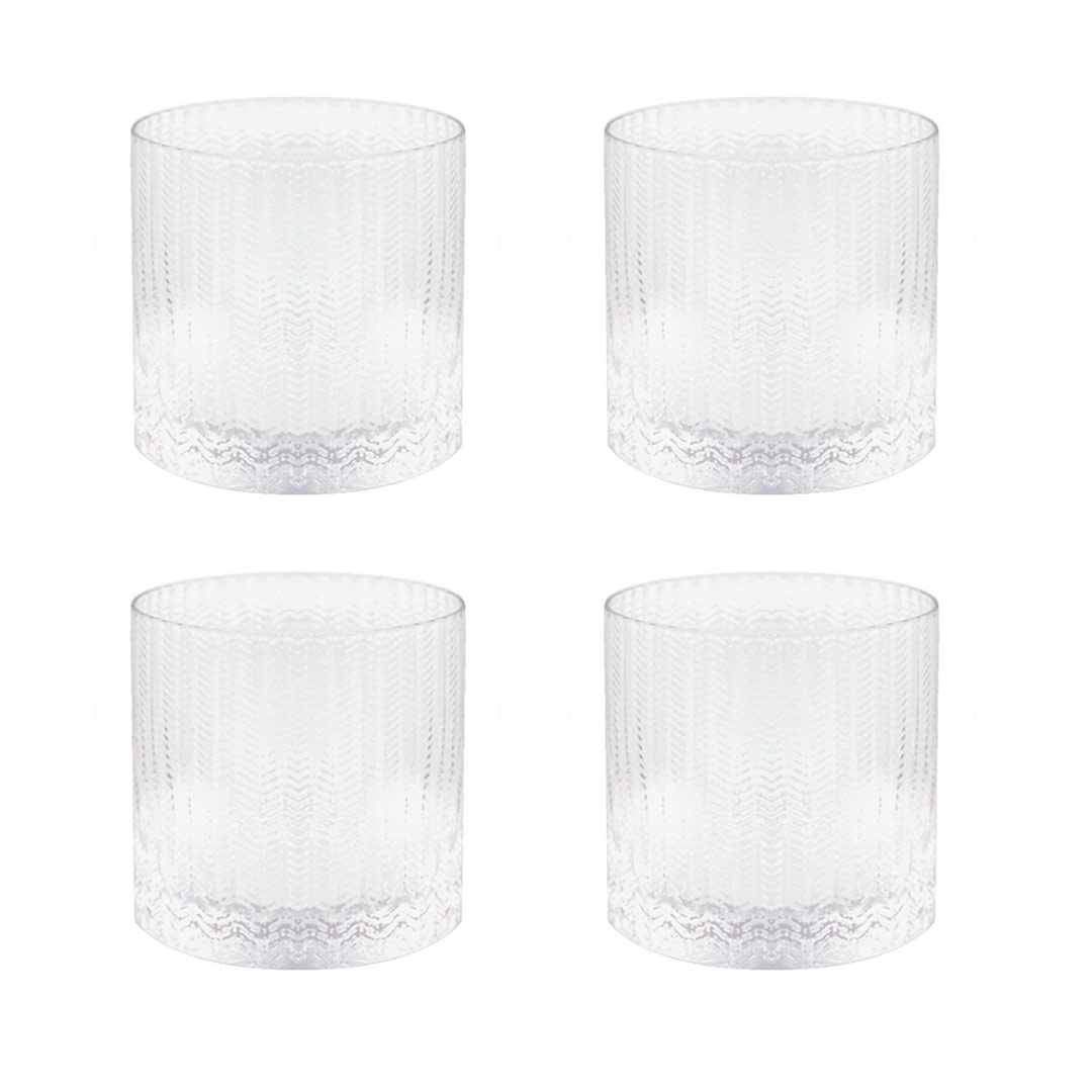 Chevron Etch Short Glass Set