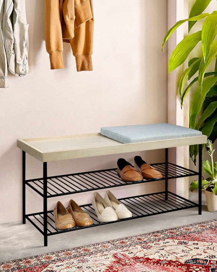 Dessau Faux Leather Ebony Shoe Rack