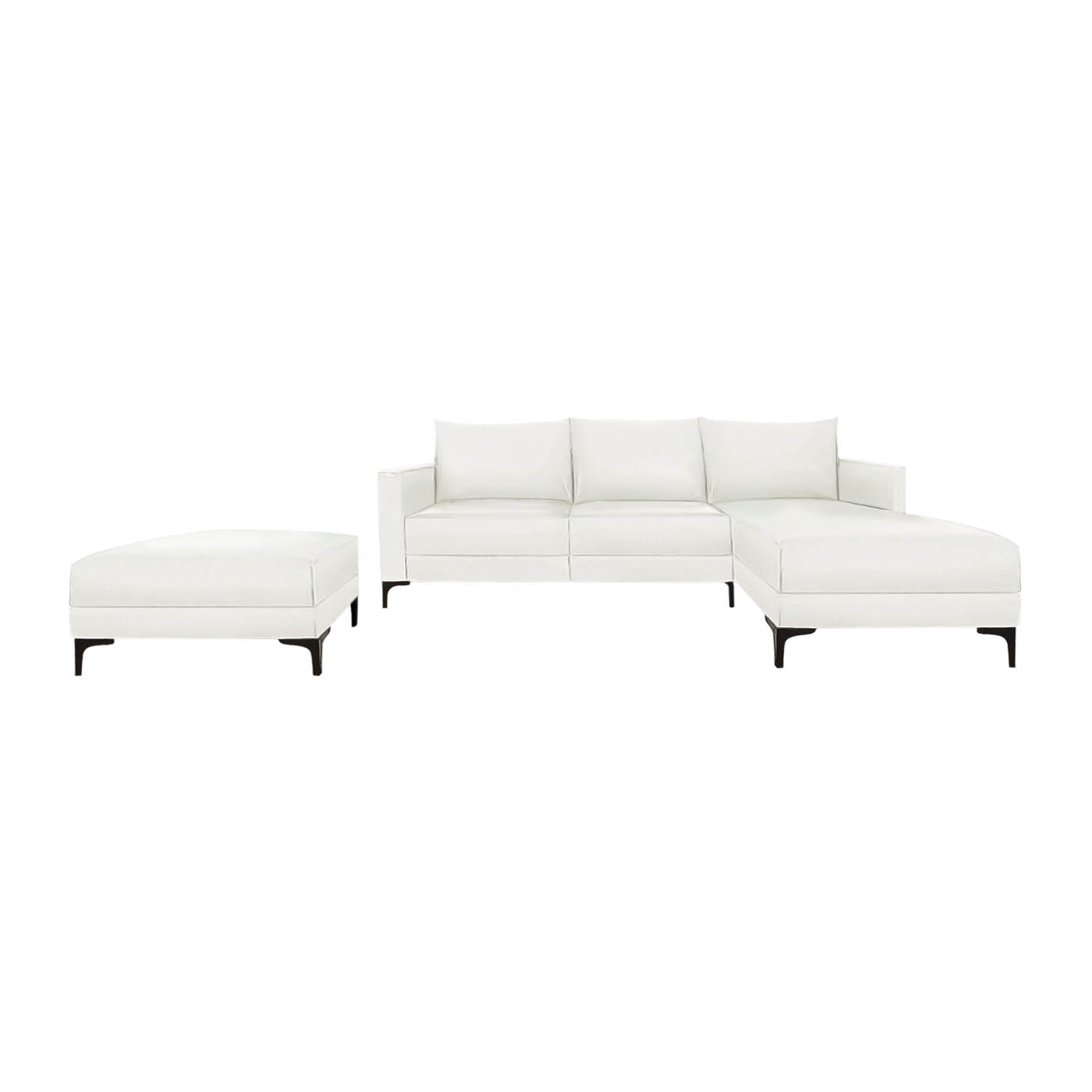 Smithfield Faux Leather Sofa & Chaise (Left) With Ottoman