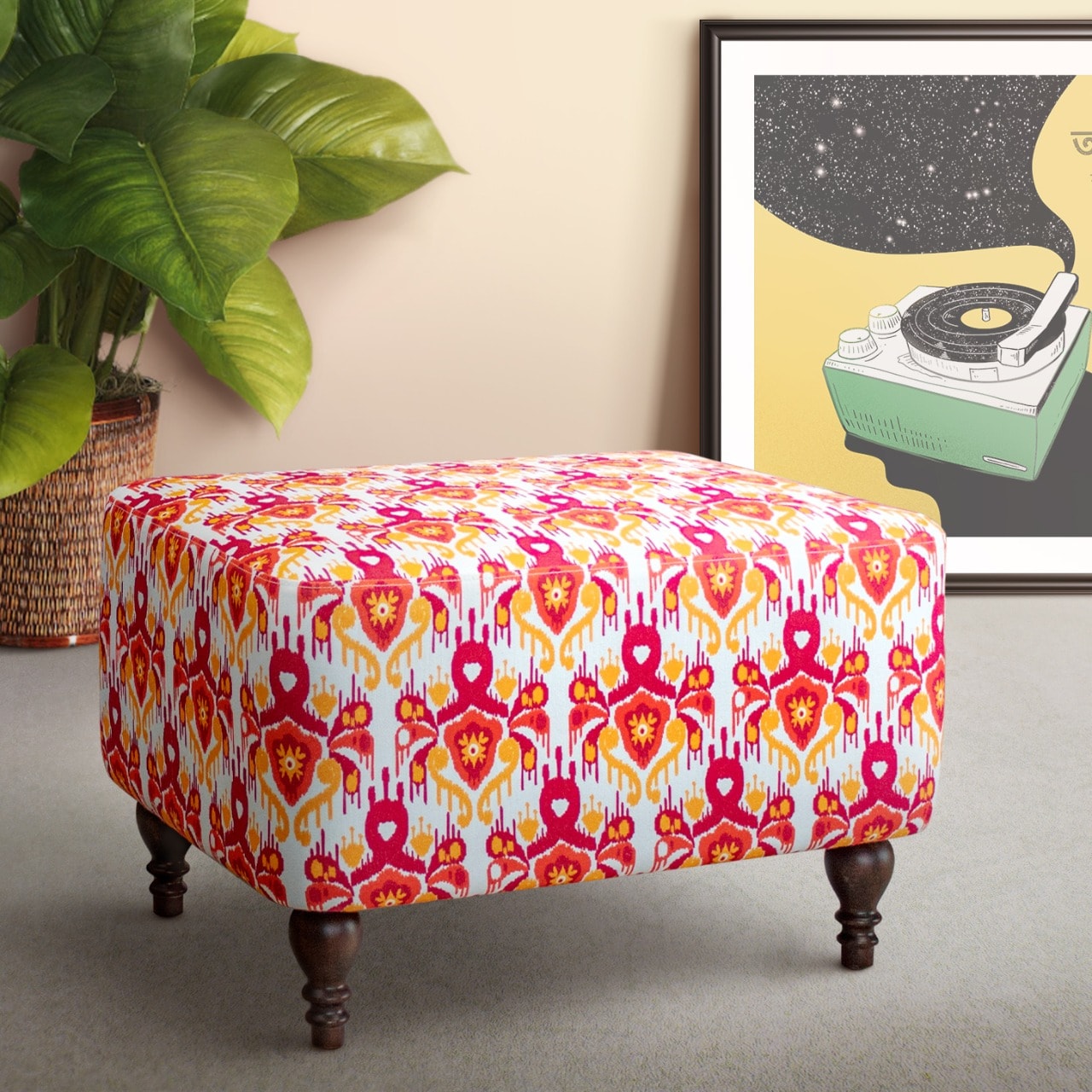 Rosewall Ikat  Ottoman (Limited Edition)