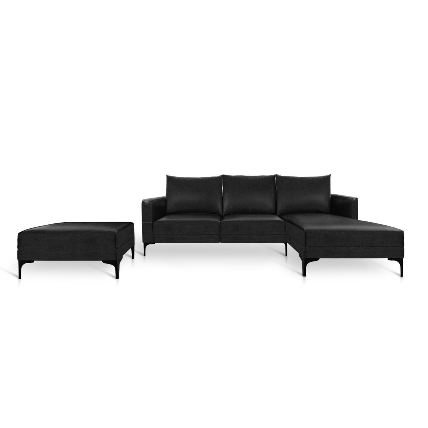 Smithfield Faux Leather Sofa & Chaise (Left) With Ottoman