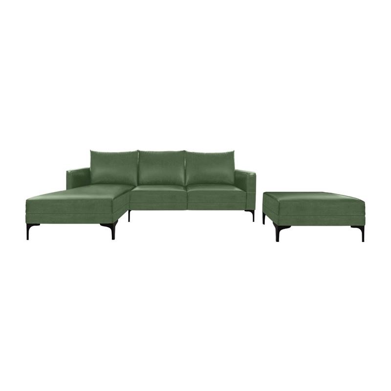 Smithfield Faux Leather Sofa & Chaise (Right) With Ottoman