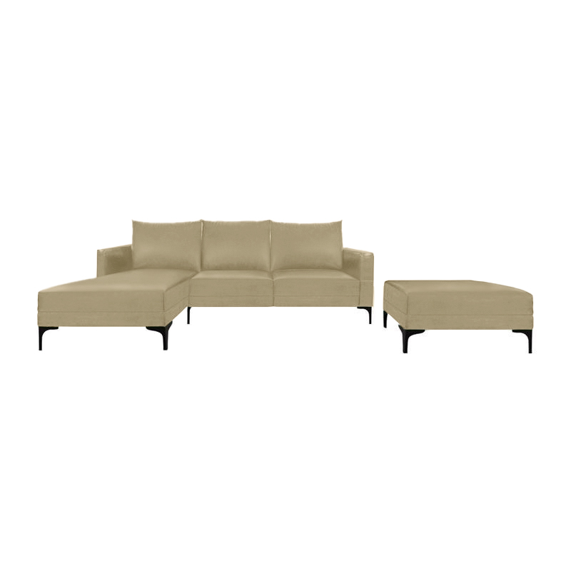 Smithfield Faux Leather Sofa & Chaise (Right) With Ottoman