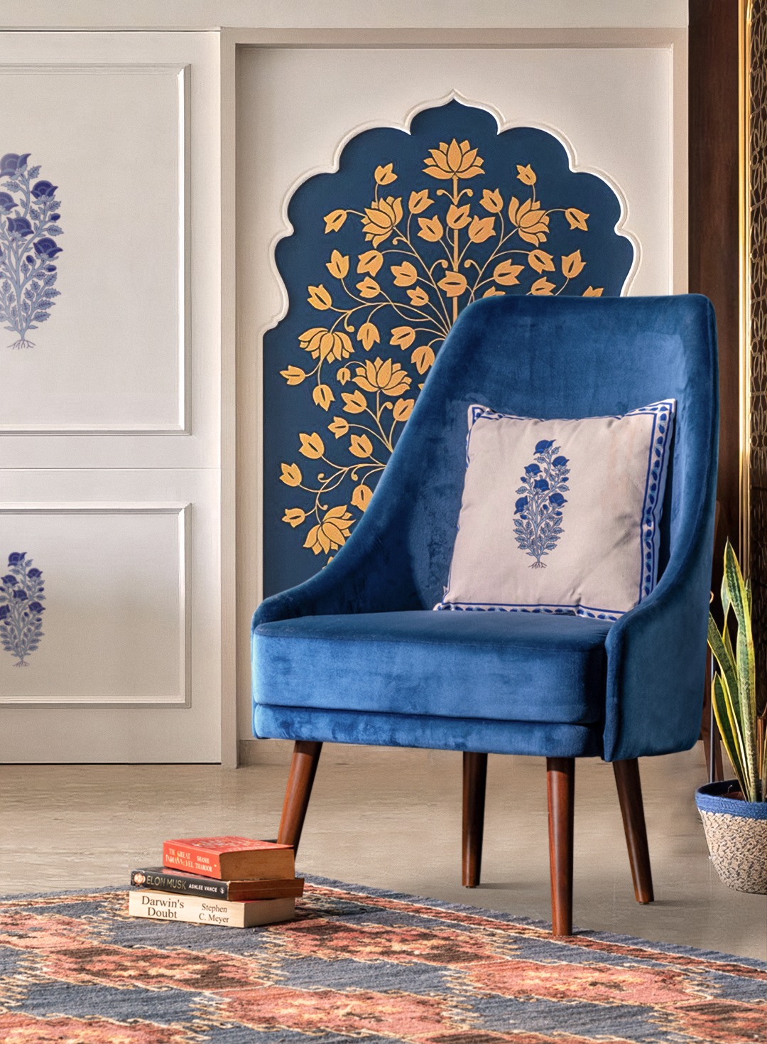 Gulmohar Blue Cushion
