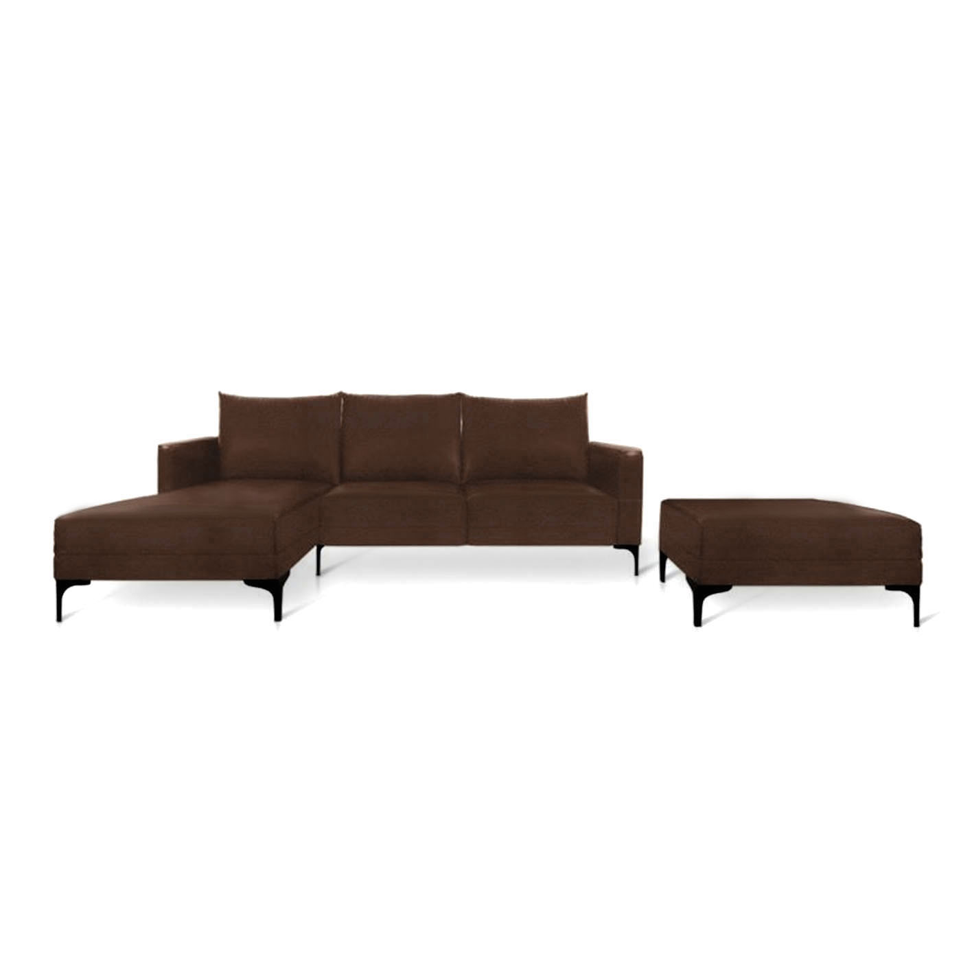 Smithfield Faux Leather Sofa & Chaise (Right) With Ottoman