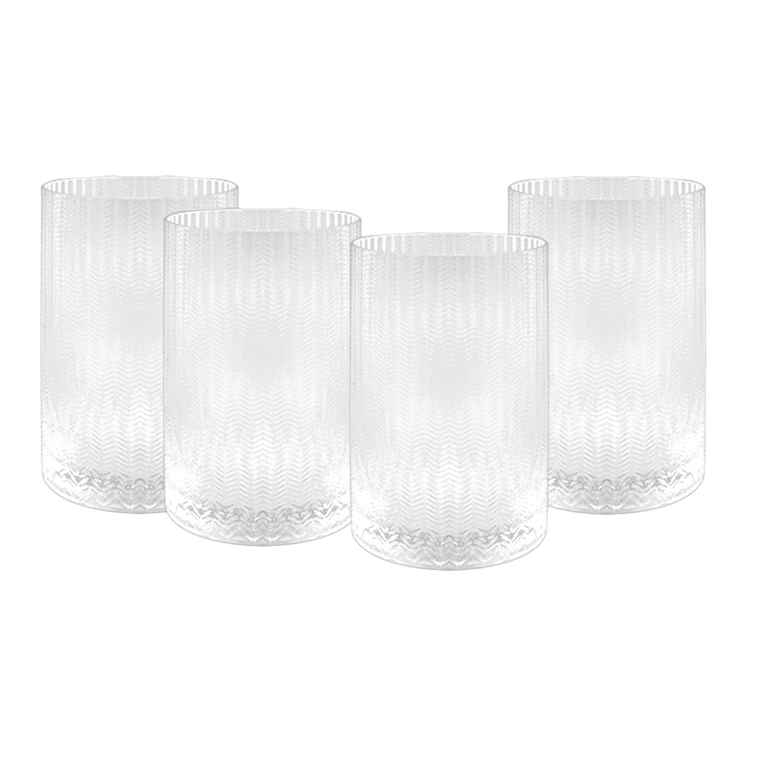 Chevron Etch Tall Glass