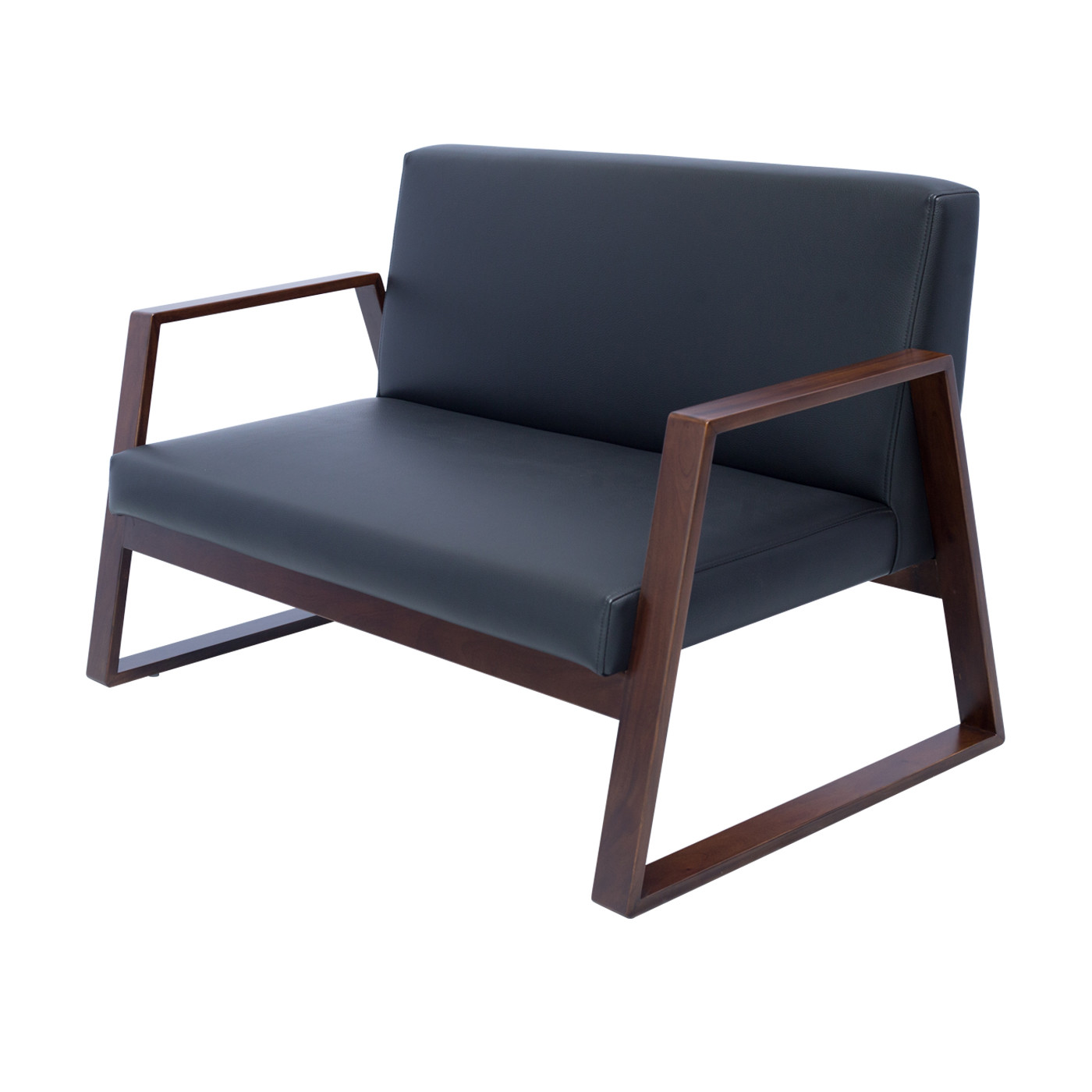 Muko Faux Leather Dark Double Sofa