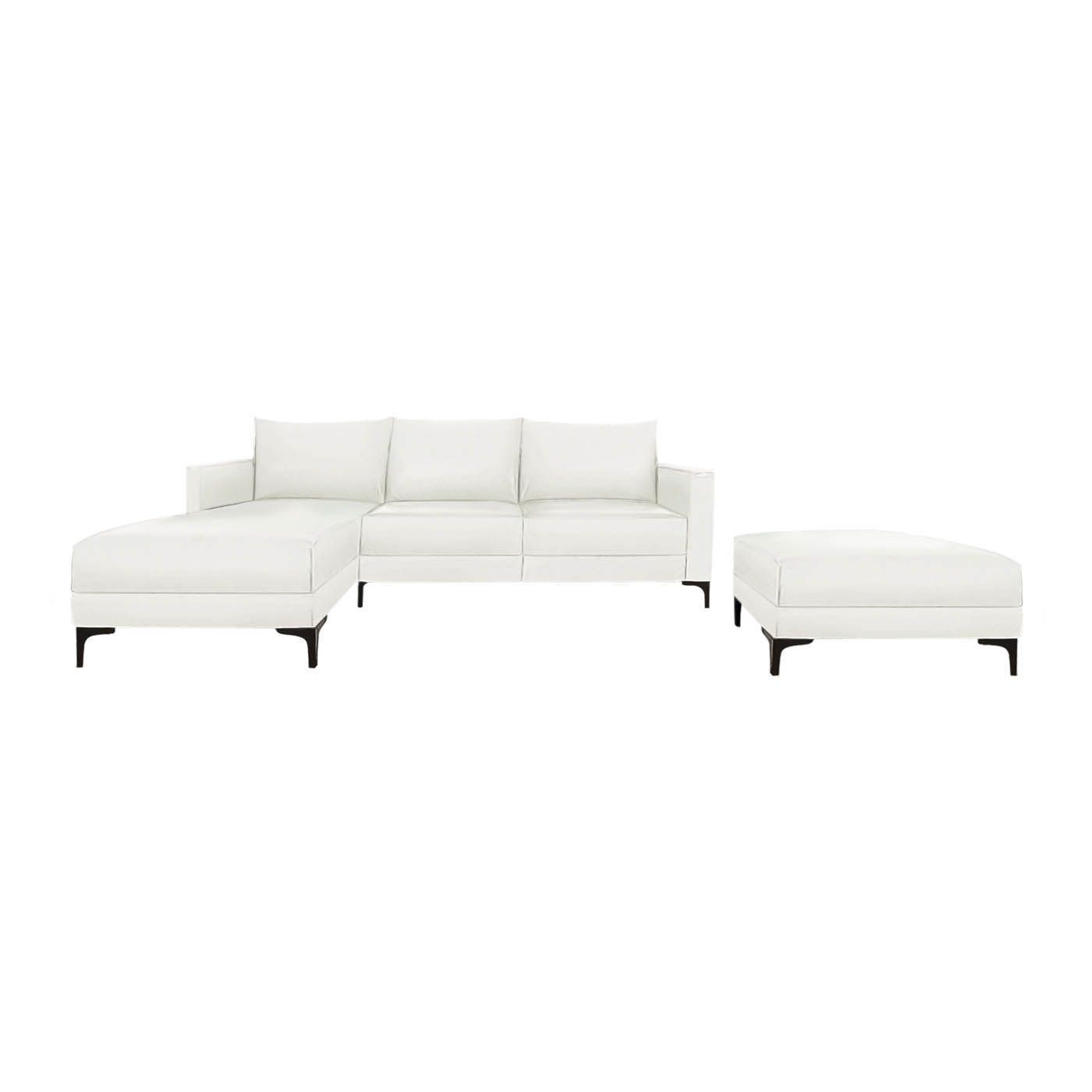 Smithfield Faux Leather Sofa & Chaise (Right) With Ottoman