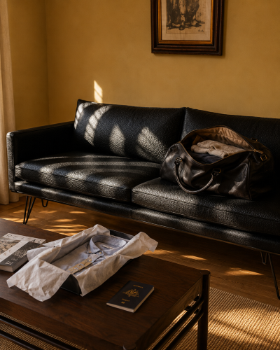 Noblitt Faux Leather Double Sofa