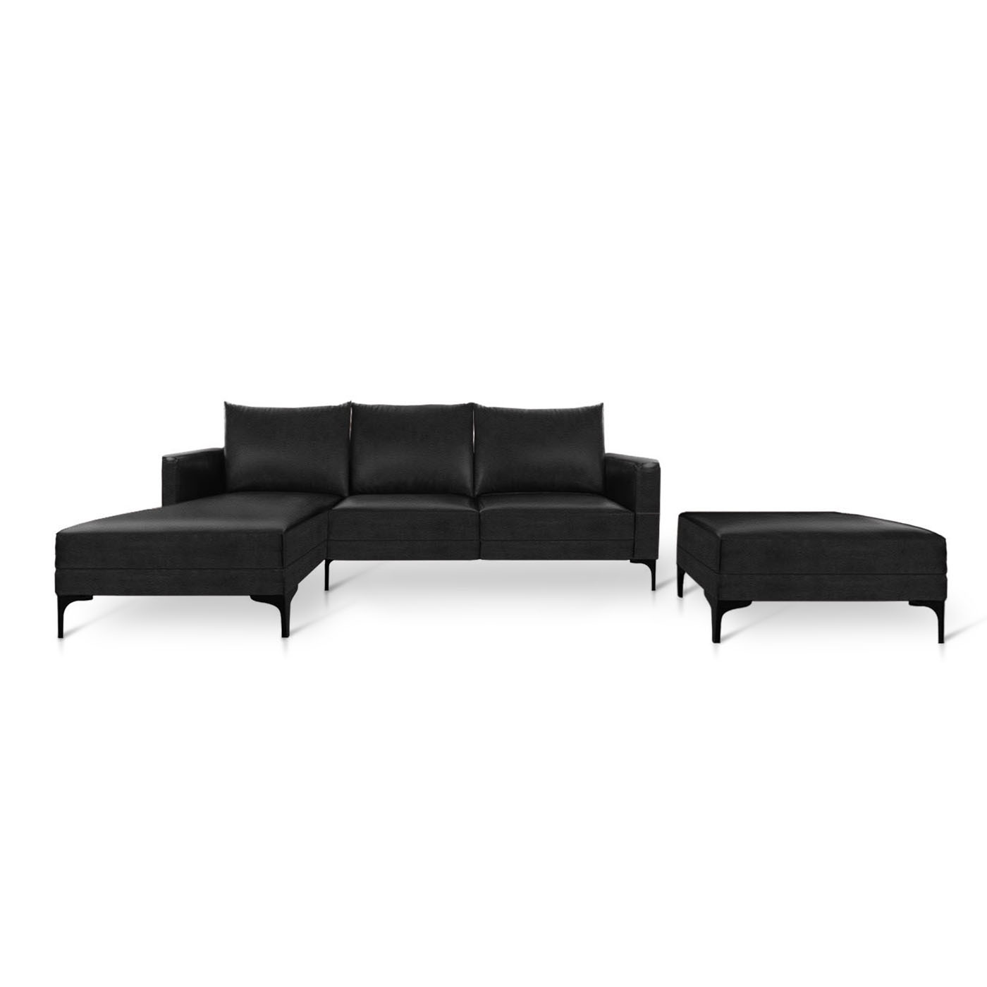Smithfield Faux Leather Sofa & Chaise (Right) With Ottoman